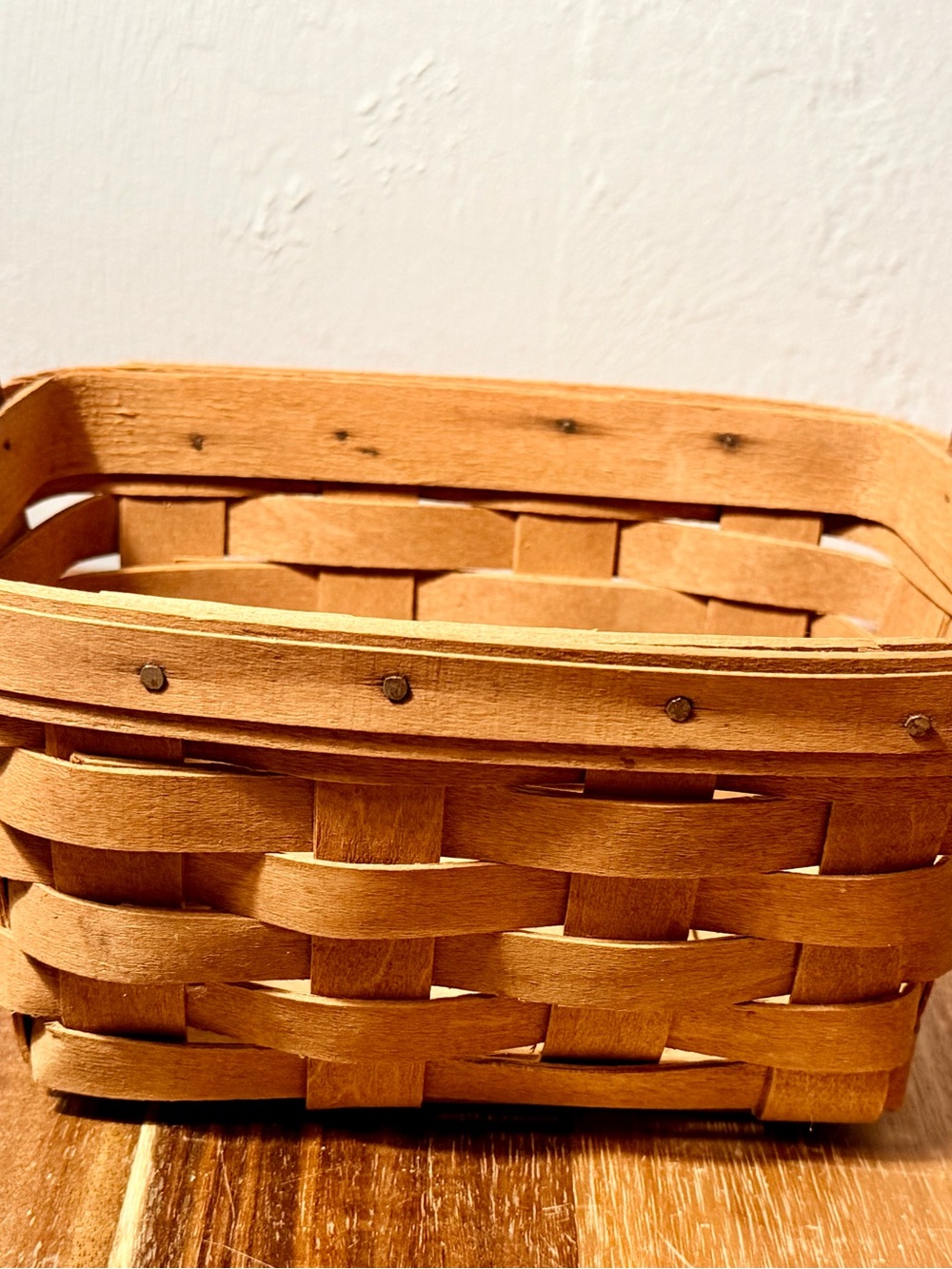 Vintage Longaberger Small Market Basket | Handwoven Wood, Leather Handles - Picture 2 of 12